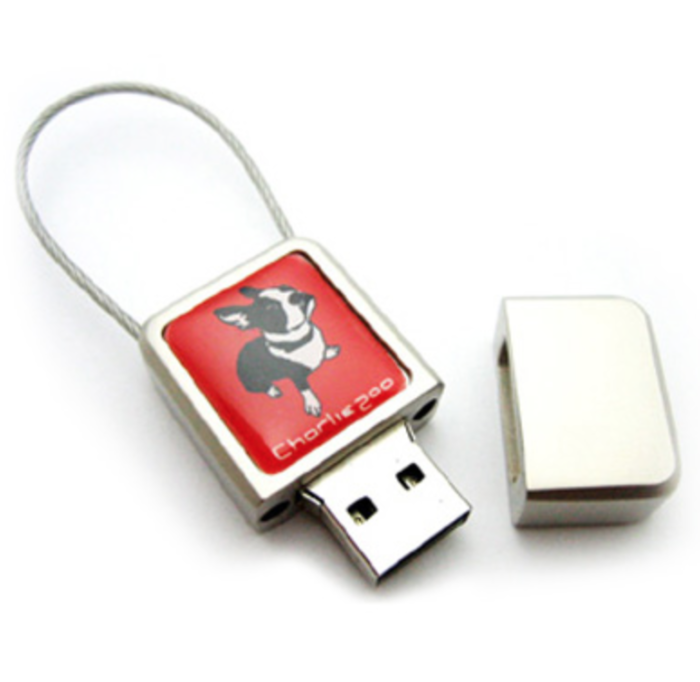 CHIAVETTA USB QUADRATA CON PORTACHIAVI